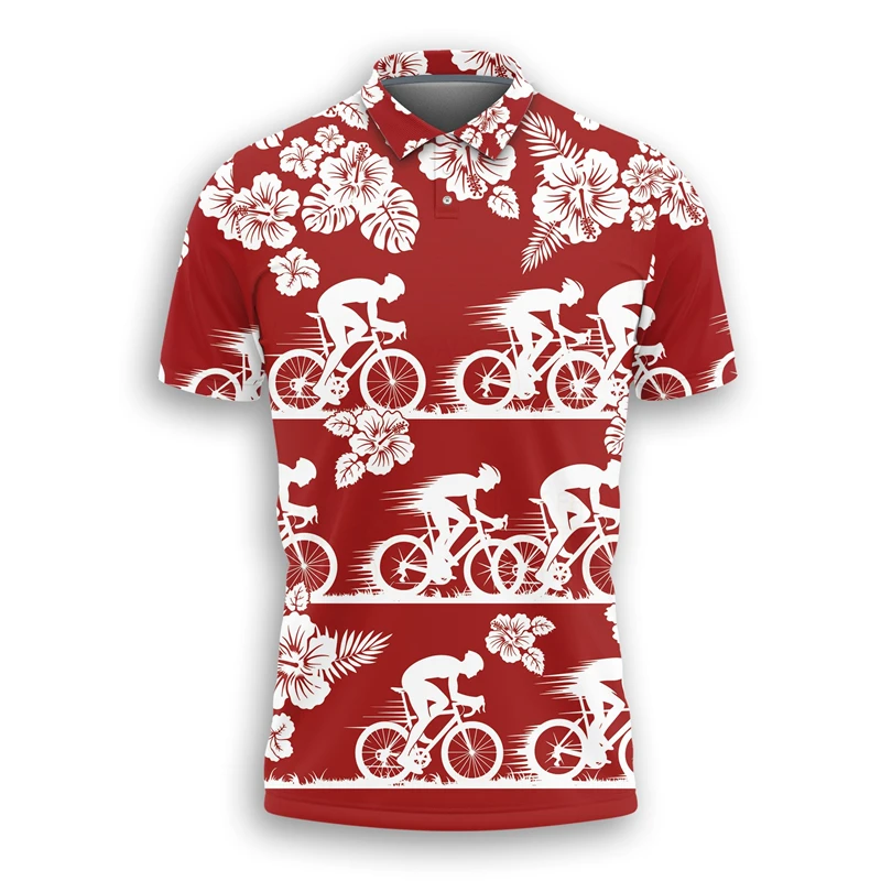 Fashion Hawaiian Hisbicus Sport Graphic Polo Shirts For Men Clothes Red Blue Cycling Horse Riding Jersey Scuba Diving POLO Shirt