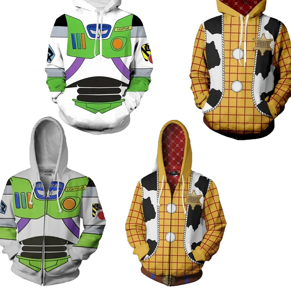 Anime Toy Story Buzz Lightyear Woody 3D Print Hoodies Jacket for Men Spring and Autumn Coat Tops Cosplay Costume Christmas Gift