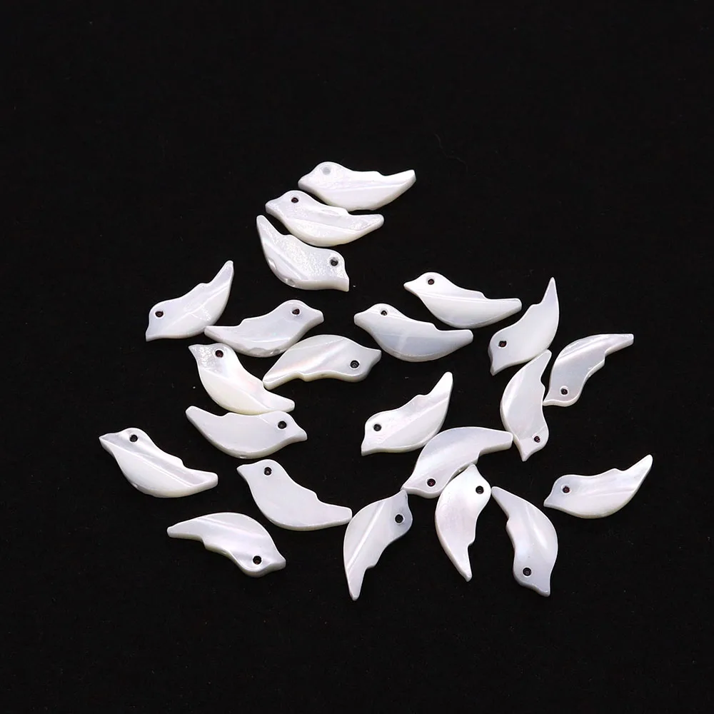 10pcs Natural Seawater Shell Perforated Loose Bead Bird Shape 6x14mm Handmade DIY Jewelry Necklace Earrings  Accessory Material