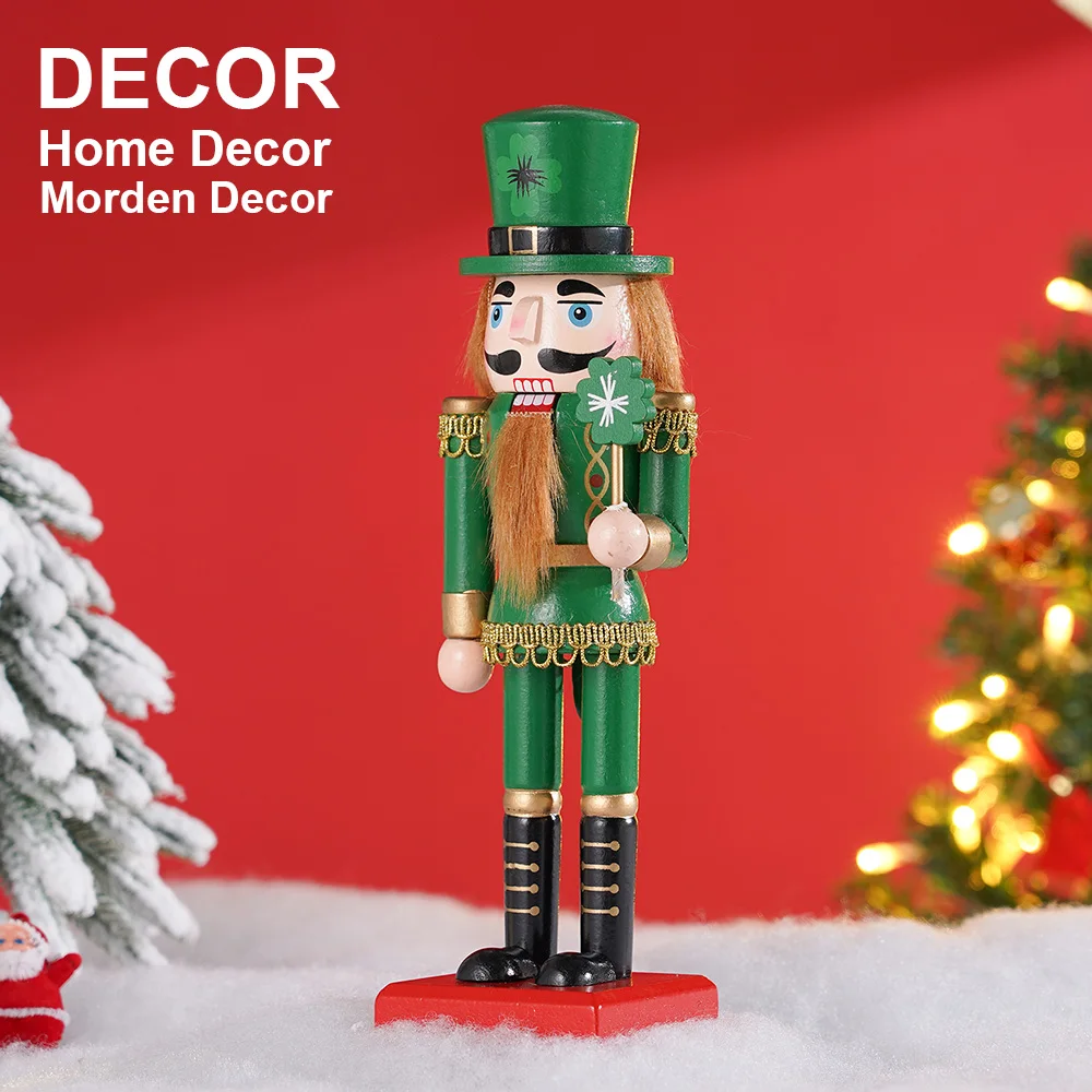 

25CM European-style Green lollipop Nutcracker Christmas decoration home desktop creative walnut soldier ornaments