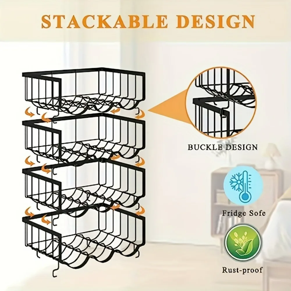 

4-piece water bottle organizer, stackable metal water bottle holder, suitable for refrigerator, cup holder water bottle storage