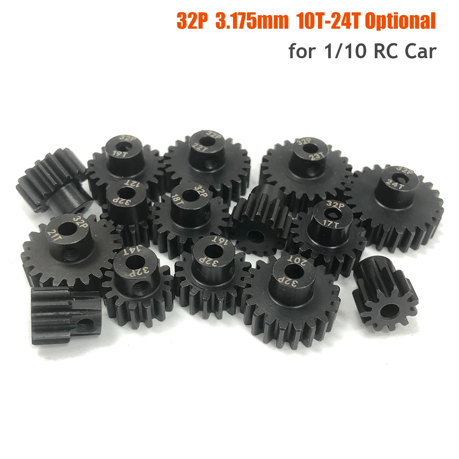 32P 3.175mm Motor Gear Pinion 10T 11T 12T 13T 14T 15T 16T 17T 18T 19T 20T 21T 22T 23T 24T 45#Steel Metal CNC for 1/10 RC Car