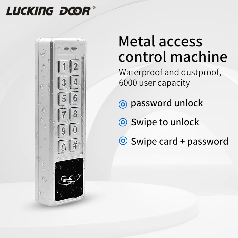 

RFID Metal Door Access Control Reader 6000 User 125KHz EM Card Keypad IP67 Waterproof Password Door Lock