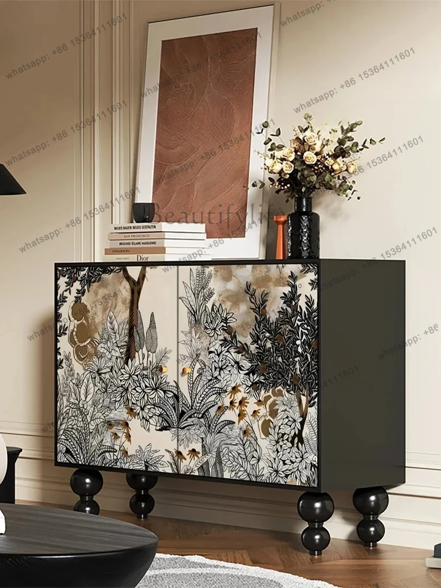 

French retro dining side cabinet, living room decoration cabinet, household entrance shoe cabinet integrated