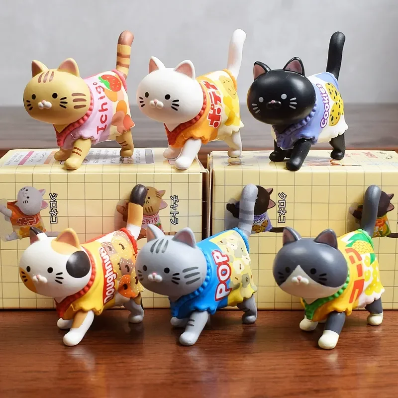 

Оригинальная мини-кукла с кошачьими закусками, слепая коробка, модель из ПВХ, офисное украшение для рабочего стола, модная игрушечная фигурка, мультяшная креативная загадочная коробка, подарок