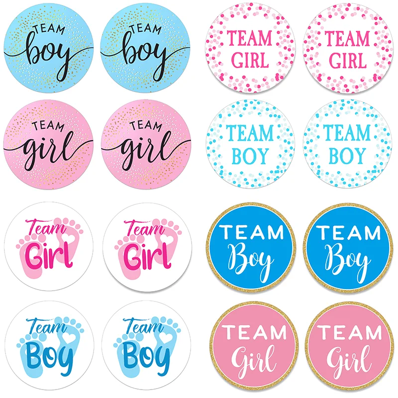 Boy or Girl Team Boy Team Girl Stickers Gender Reveal Sticker Party Decoration Baby Shower Welcome New Baby Gift Box Label