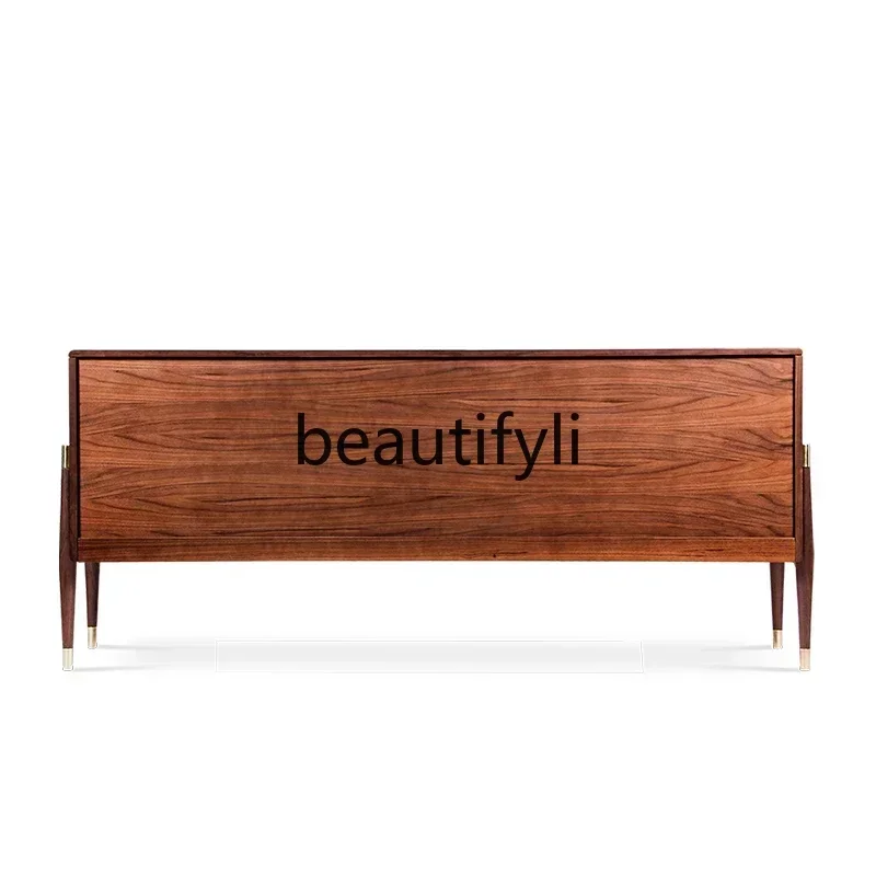 

Asmt14 New Italian light luxury dining side cabinet Nordic solid wood stainless steel rattan storage cabinet Homestay entrance c