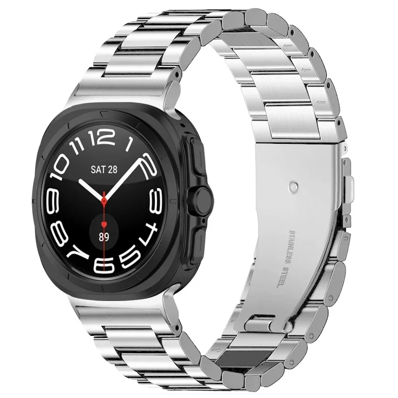 Metallarmband für Samsung Galaxy Watch 7 Ultra 47 mm, Business-Edelstahlarmbänder für Galaxy Watch Ultra, Herren und Damen, Silber