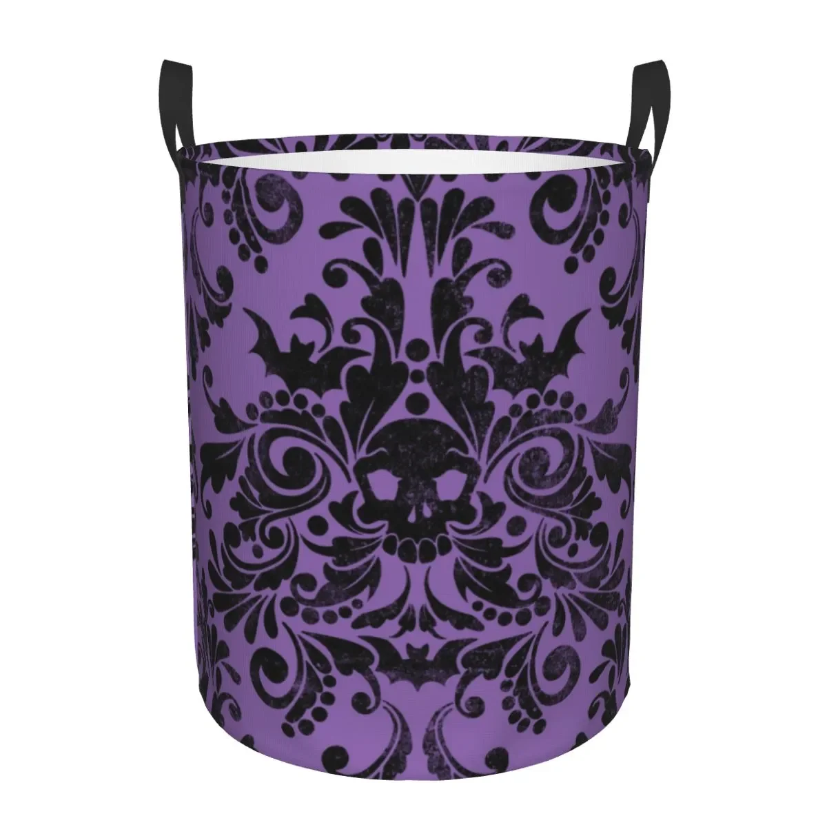 

Custom Skull Damask Pattern Laundry Basket Halloween Witch Goth Occult Toy Clothes Hamper Storage Bin for Kids Nursery