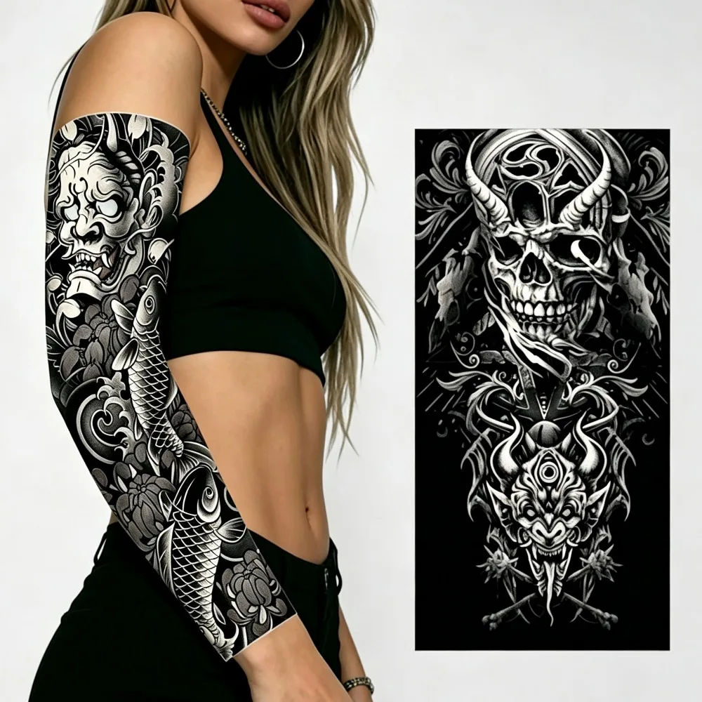Outdoor Sports Tattoo Arm Sleeves, Seamless Breathable Sun Protection Arm Covers for Cycling Running Driving