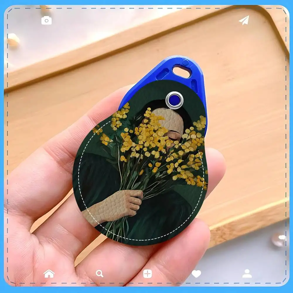 Emerald Abstract People Art Creative Cartoon Pattern Sensitive Access Card Protective Sleeve Keychain Fashion Decorative Pendant
