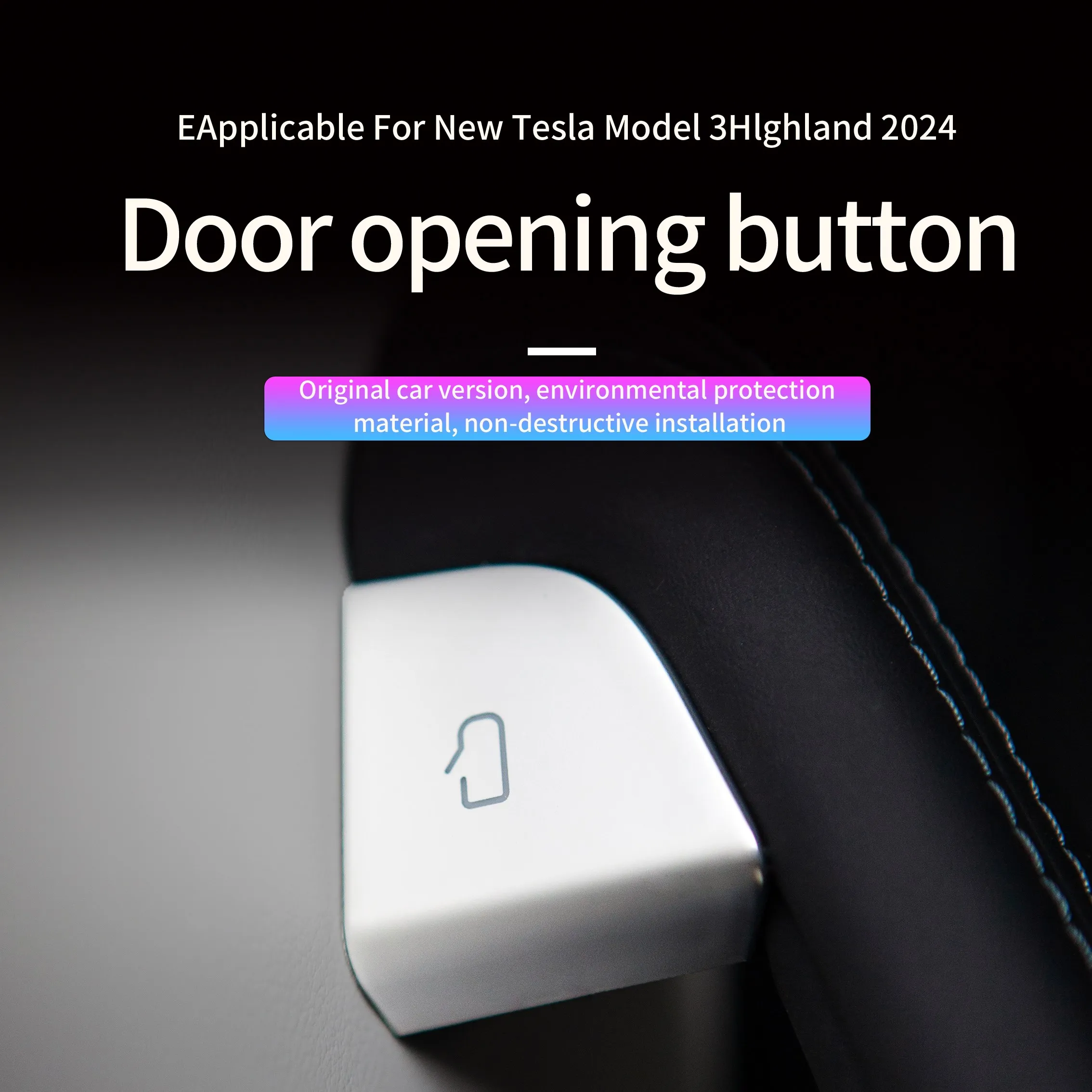 4pcs Car Door Button Stickers For Tesla Model3 Highland 2024 Door Button Trim Reminder Interior Protector Decals Car Accessories