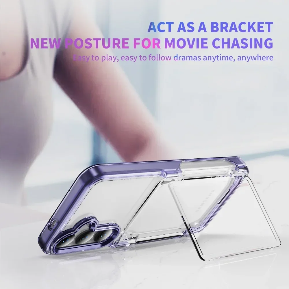 For Samsung Galaxy S25 S26 Plus S24 S23 S22 S26 Ultra Wallet Protective Phone Case with Credit Card Holder Transparent Cover