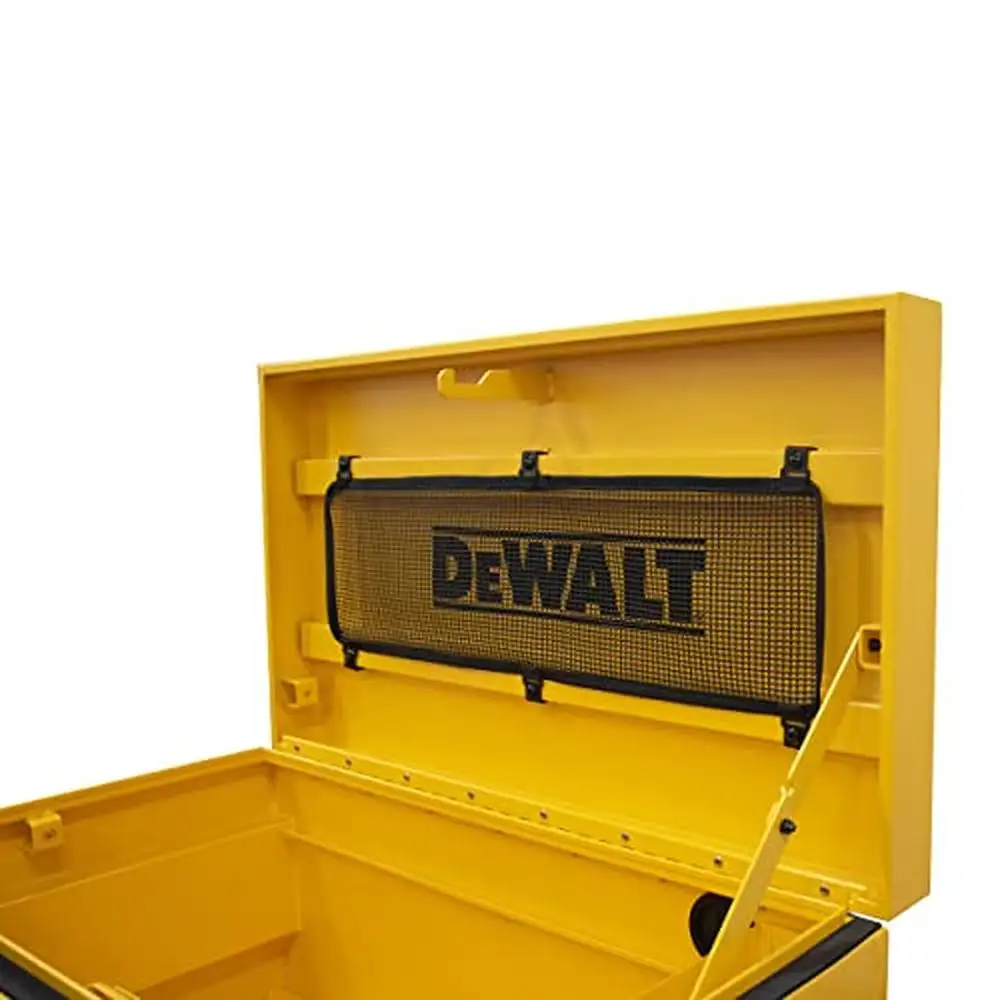 32" Steel Jobsite Box with Lid Support Weather Resistance Security Locks and Forklift Rails Durable and Convenient Storage