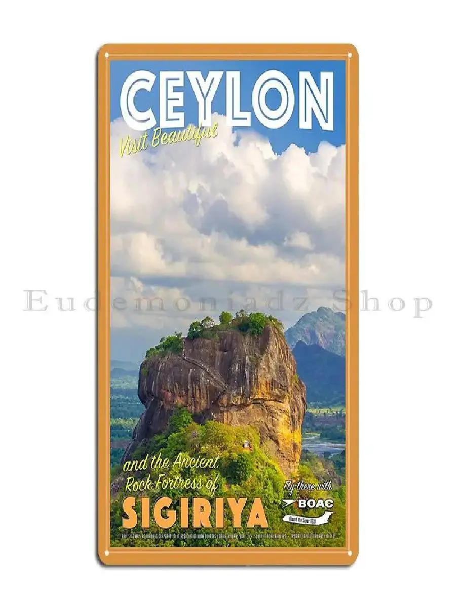 Vintage Ceylon Sri Lanka Travel Poster  Metal Plaque Wall Decor Personalized Tin Sign for Pub Man Cave Funny Retro Art