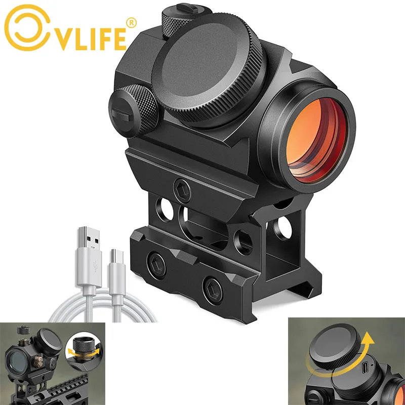 MidTen 1x20mm 2 MOA Red Dot Sight Compatible with Shotgun For Riser Mount Waterproof Shockproof Fog-Proof Chargeable Outdoor