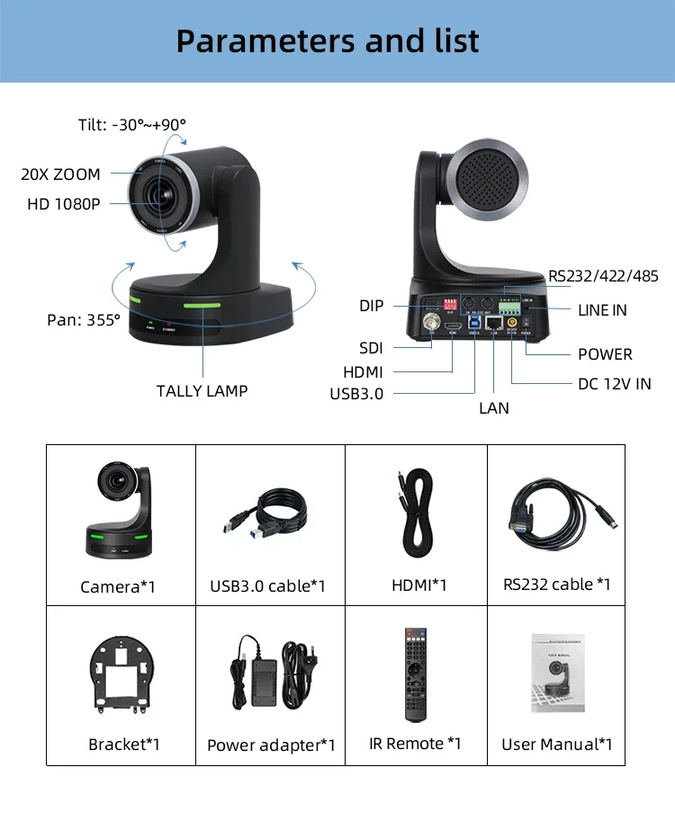 Webcam PTZ 1080p compatibile con vari software utilizzati per streaming live e videoconferenze Webcam