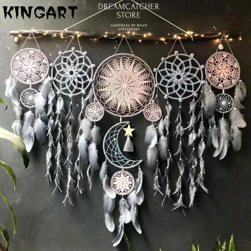 

5pcs Big Hook Flower Dream Catcher Wedding 40 Cm Nordic Wind Feather Pendant Home Decoration Wall Decoration Dream Catcher