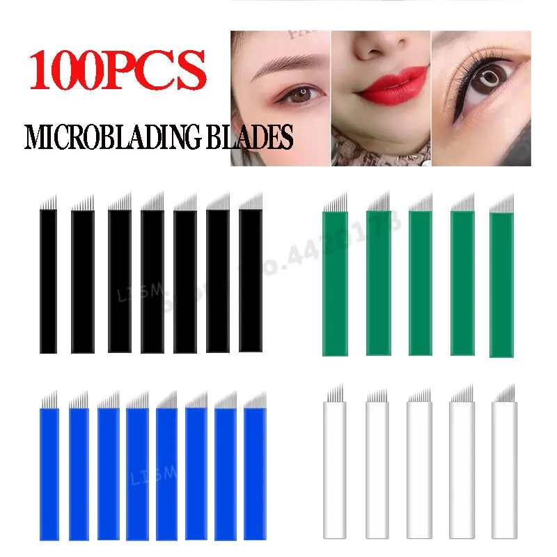 

100pcs Microblading Tebori Blades Needles Tattoo Needles Permanent Makeup Needle 7 12 14 18pin U Shape for Manual Eyebrow Pen