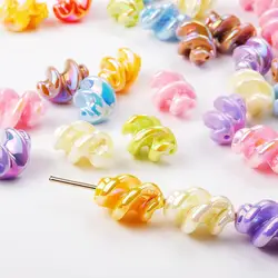 10pcs/lot Cordial Design Acrylic Bead/Aurora Luminous Effect/Twisty Shape/Hand Made/Jewelry Findings & Components/DIY Bead