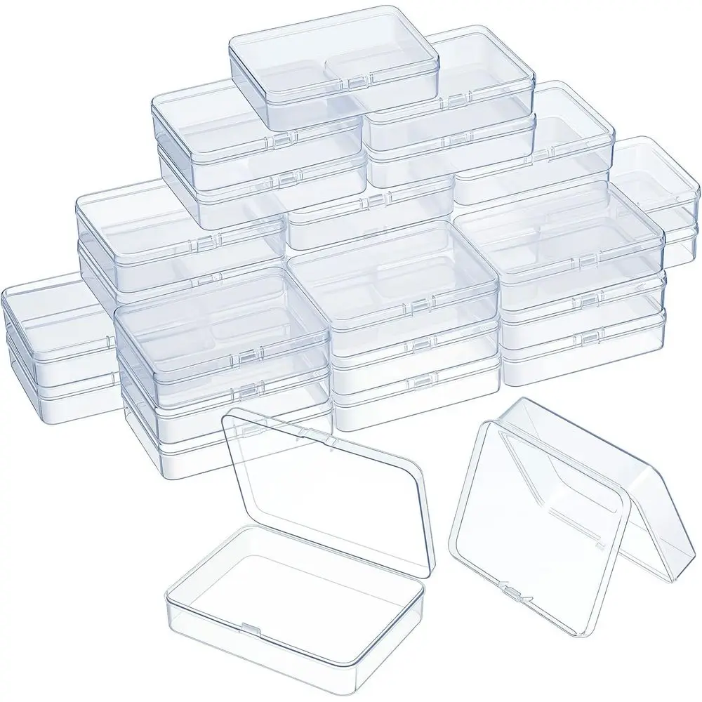 

Набор из 48 прозрачных пластиковых коробок с откидной крышкой для хранения мелких предметов, поделок и ювелирных изделий (4,4 x 3,3 x 1,2 дюйма)