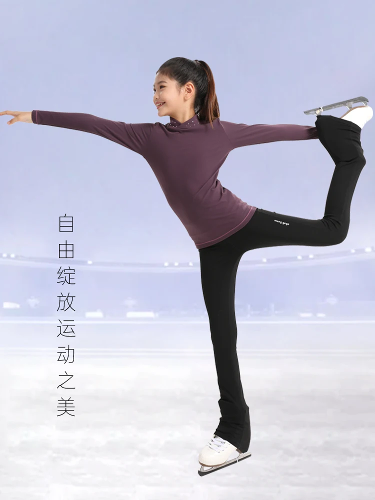 Roupas de patinação camisa de fundo quente diamante topo alta elástica outwear calças 2024 novo estilo padrão roupas de treinamento de patinação