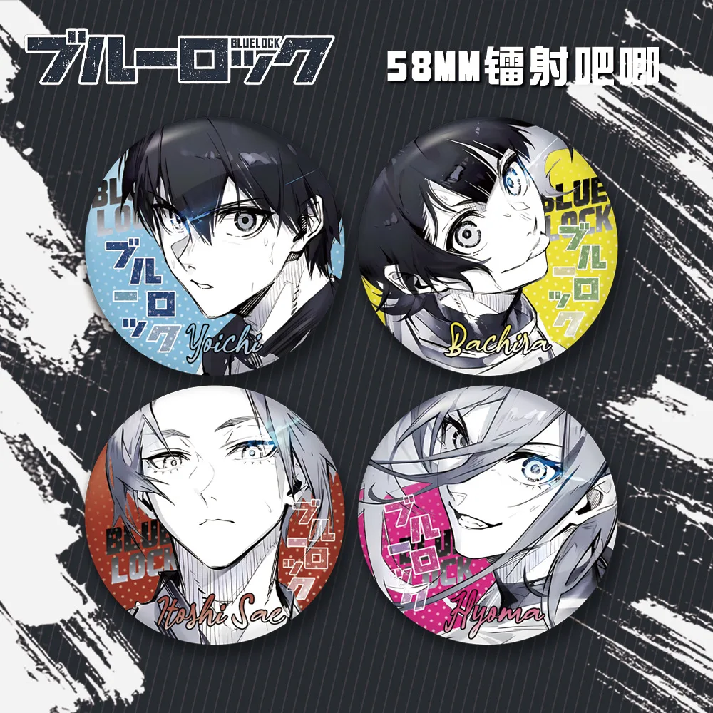 

Blue Lock 58mm Laser Badge Seiichi Hachi Kagerou Chigiri Hyoma Itoshi Sae Kageyama Reo Anime Manga Collectible Merchandise Fan