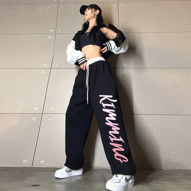 

Korean Sweat Pants for Women Fashion Print Hip-hop Trousers Jazz Sweatpants Casual Loose Dance Sporty Pants Y2k Streetwear