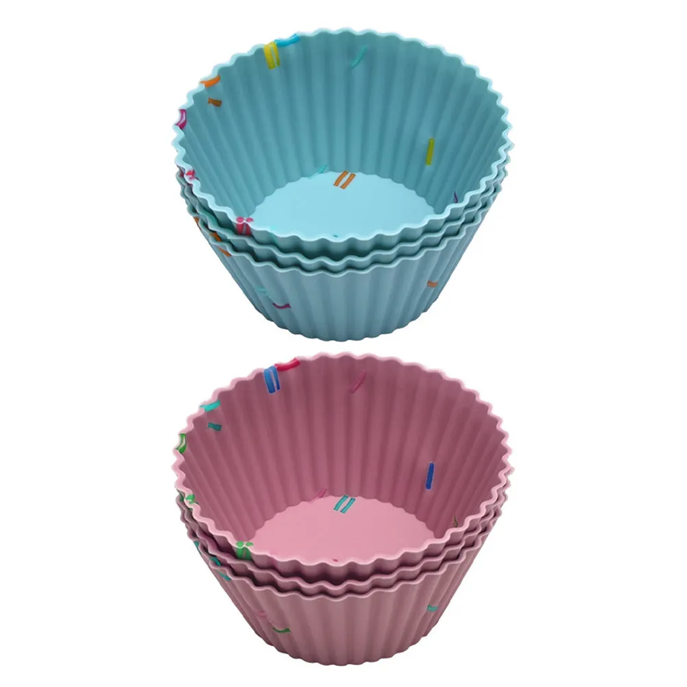 

1 Set Silicone Muffin Cups Thickened Round Lace Baking Mold Mixed Colors Reusable Nonstick Cupcake Molds Perfect for Baking
