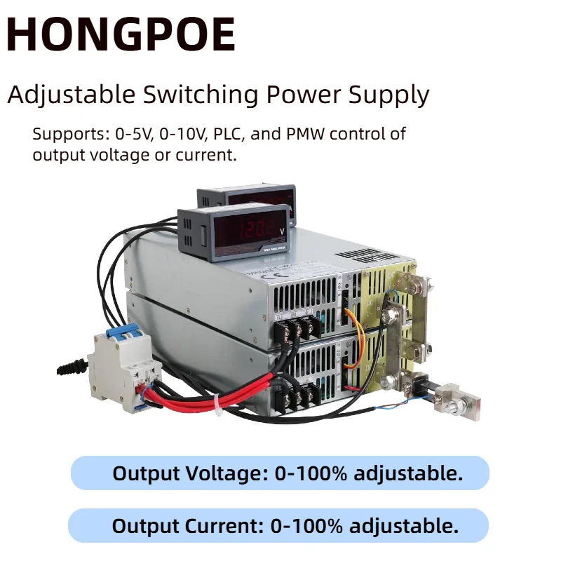 

1500W-8000W Adjustable Switching Power Supply Input 220/277/380VAC AC-DC 0-5V 12V 15V 24V Support PLC PMW 0-5V 0-10V Control