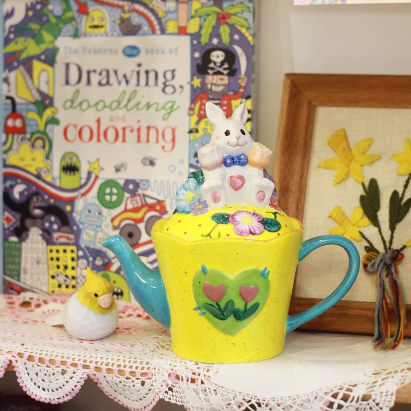 Dang Li Dang vintage | Cute Flower Rabbit Ceramic Storage Jar Candy Box Gift
