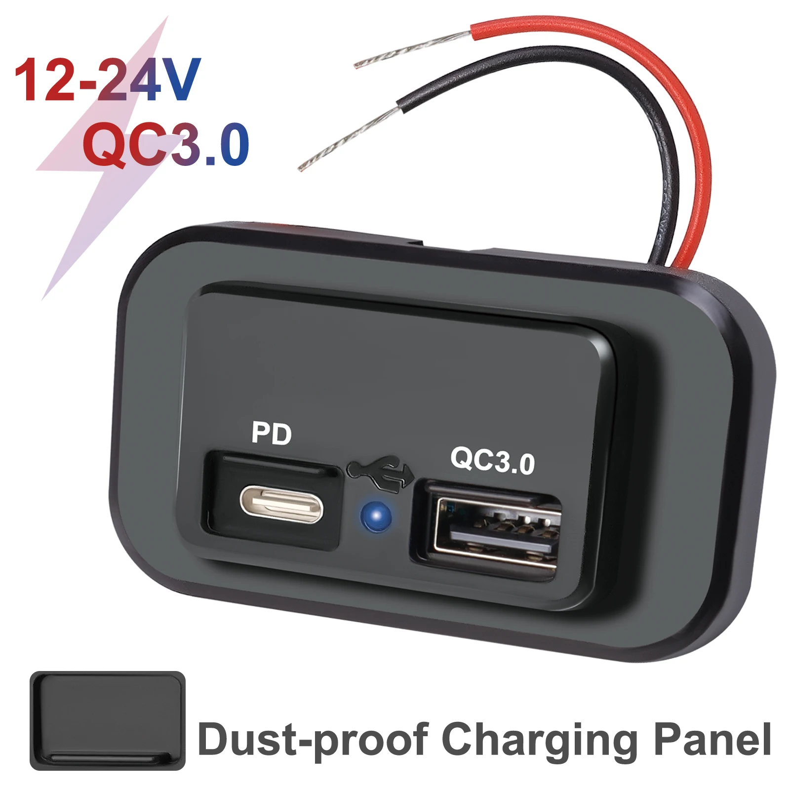 12V/24V 3.1A Car Dual PD USB Port Charger Power Adapter Waterproof LED Socket Mobile Phone Charging Outlet Panel Car Accessories