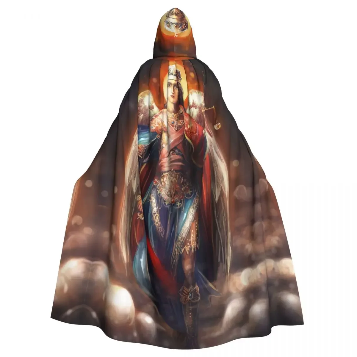 Unisex Adult Saint Archangel Michael Walking On Clouds with Hood Long Witch Costume Cosplay