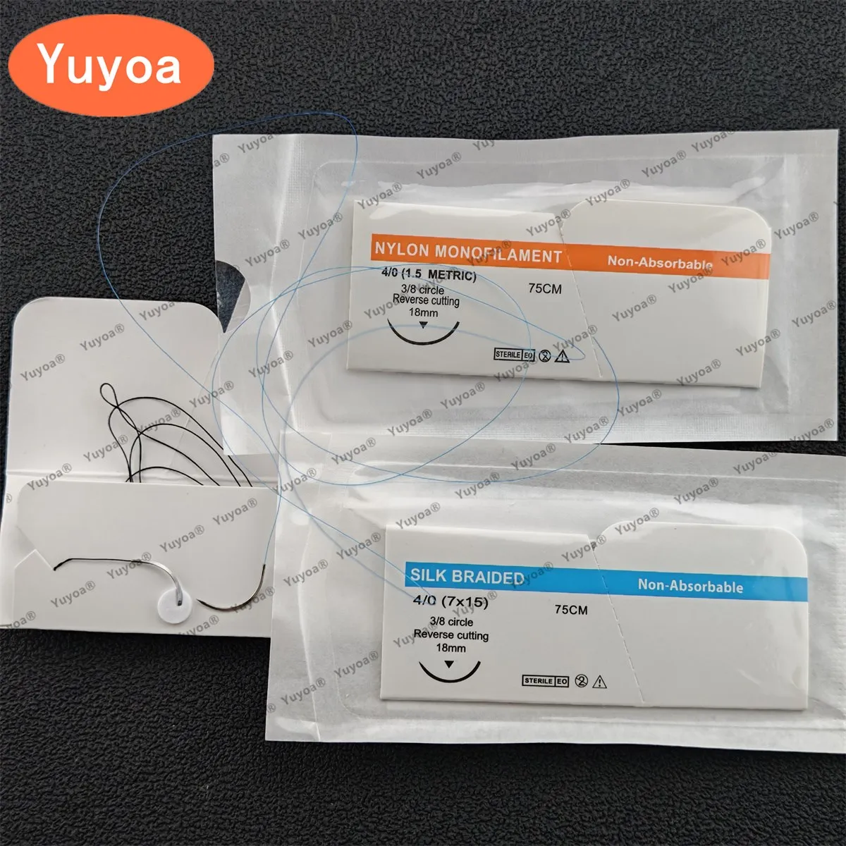 

3 x 10pcs/box Dental Sterile Non-Absorbable 3/8 Circle Suture Thread Nylon/Silk Surgical Suture Implantation Oral Suture Needle