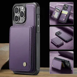 2 in 1 Magnetic Leather Case For iPhone 15 Pro Max 14 Plus 13 12 11 7 8 SE 2022 Cards Solt Detachable Wallet Bag Pocket Cover