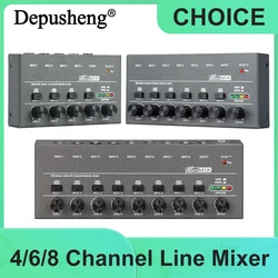 Upgraded Depusheng Ultra Low Noise 4/6/8 Channel Line Mixer Mini Sound Mixer Power Supply DC5V Easy Operation Audios Mixer