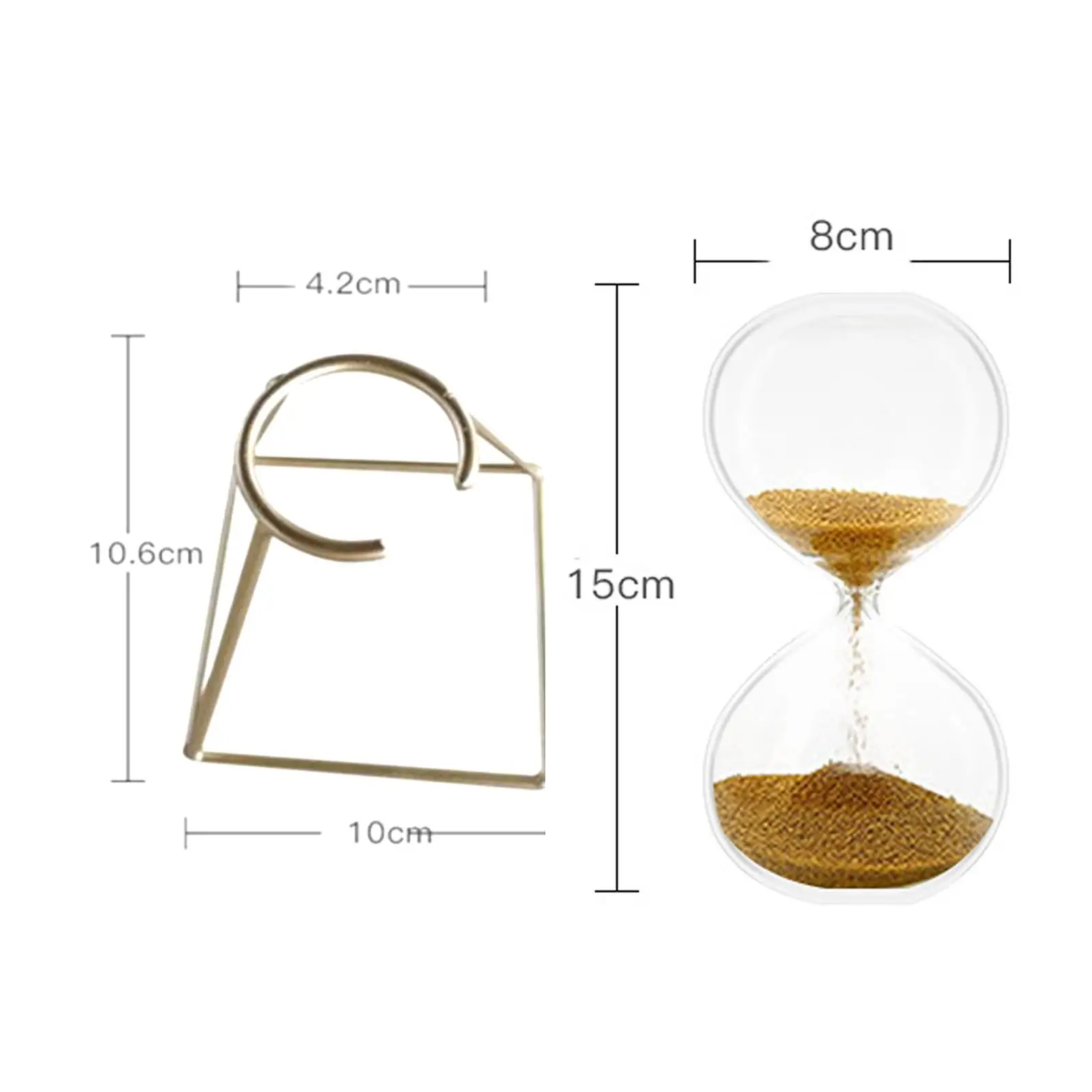 Golden Hourglass Tabletop Decor Sand Timer Metal Hanger Rack Modern Home Office Living Room Artwork Management Tool Gifts