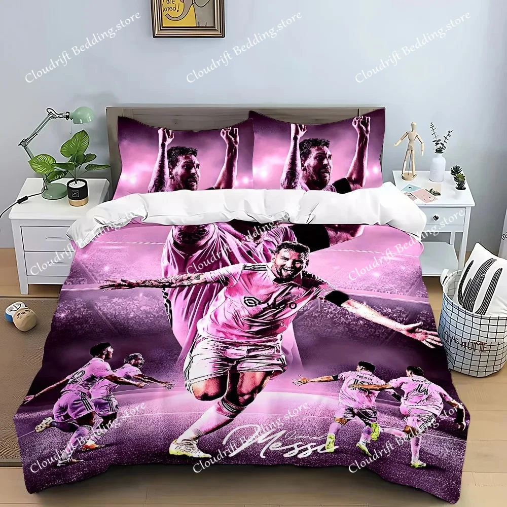 

Football Star Duvet Cover Pillowcase M-Messi CR7 Bedding Set Adult Boy Girl Bedroom Decoration Gift Single Double Large Size