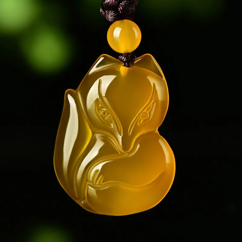 

Натуральный кулон из желтого агата с изображением Гуаньинь Будды, кулон-талисман Руи из халцедона