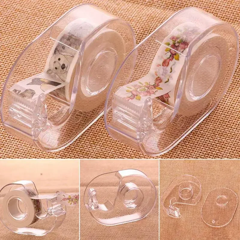 Fashion Transparent Tape Cutter Plastic and Paper Tape Scissors Tape Special Cutter Stand School Office Supplies