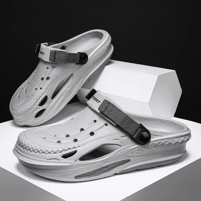 

Мужские пляжные сандалии на противоскользящей толстой подошве, легкая летняя садовая обувь, обувь для воды на мягкой платформе, уличная мода, 2024 г.