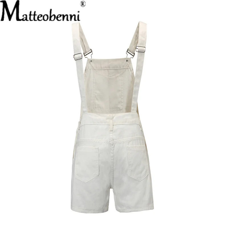 Short Denim Overalls Women Pocket Jumpsuit High Waist Camouflage Casual Jeans Playsuit Washed Salopette Strap Summer Jean Romper