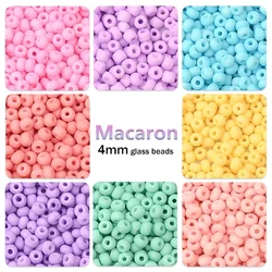 4mm Uniform Glass Seed Beads Mix Macaroon Colors Matte Frost Loose Spacer Beads For Making Bracelets DIY Jewelry Material