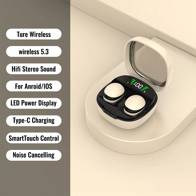Mini Onzichtbare Koptelefoon Bluetooth 5.3 Hoofdtelefoon HiFi Stereo Draadloze Headsets Ruisonderdrukking Oordopjes voor Xiaomi Huawei