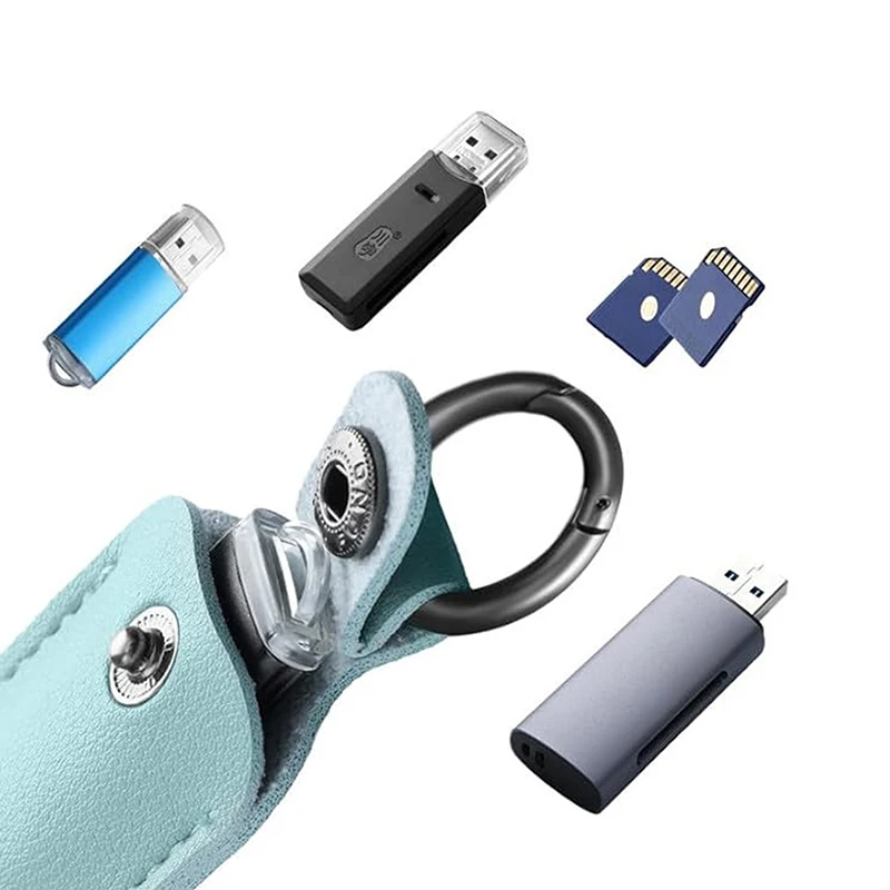 U Disk Pouch Key Ring Holder USB Flash Drive Storage Bag Pendrive Protective Cover Memory Stick Case Leather