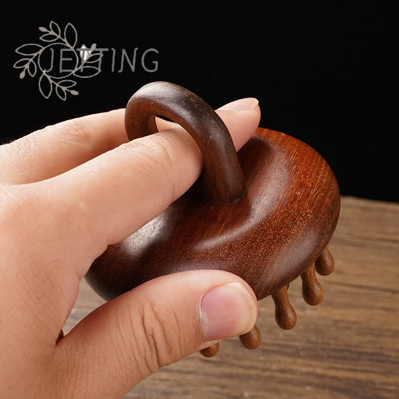 Peine de masaje multifuncional, herramientas de masaje, peines Circulares portátiles Guasha, terapia de madera, masajeador de cabeza del cuero cabelludo con anillo