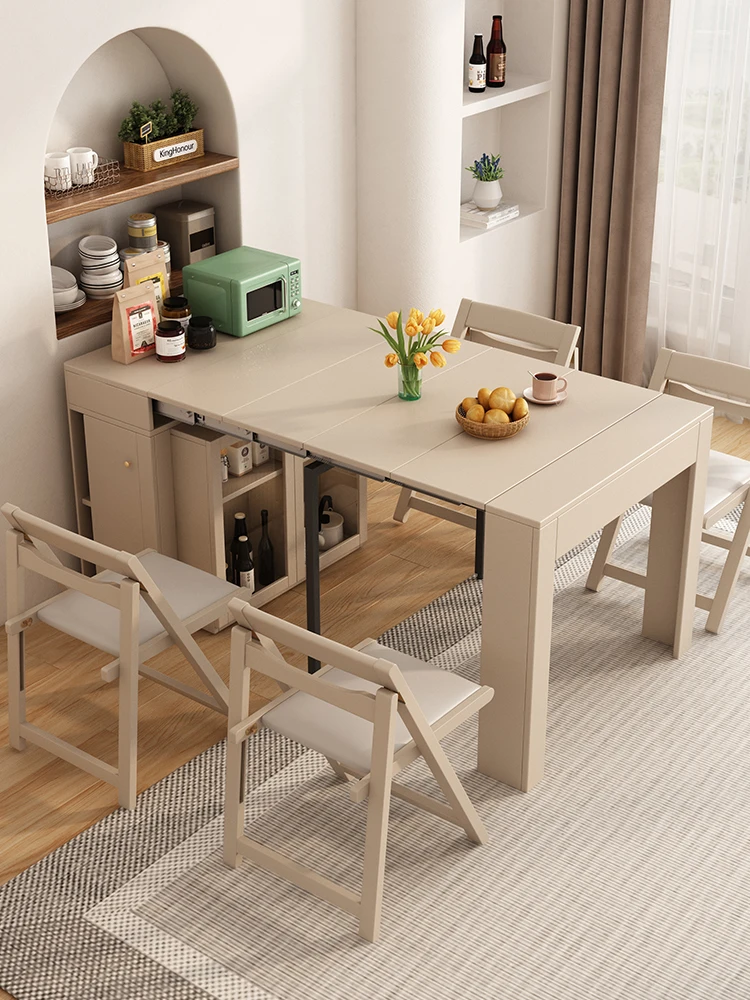 Folding retractable dining table, small dining chair, sideboard, dining table, and dining table save space