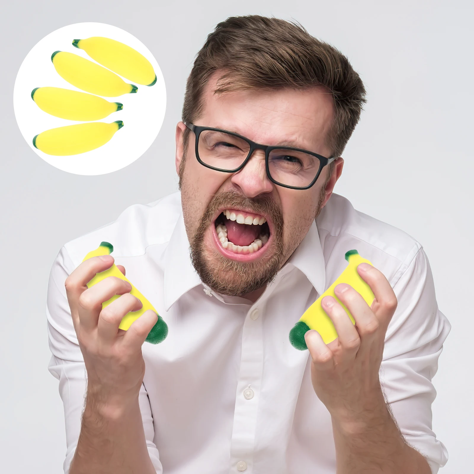 

4 Pcs Banana Decompression Toys Stress Relief Portable Pressure Squeeze Pressure-relief