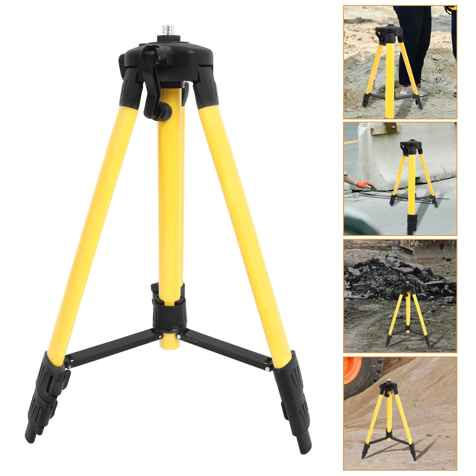1Pcs Steel Spirit Level Tripod Yellow Nylon Support Rods 50Kg Load Capacity Smooth Height Adjustment Gradienter Gauge Holder