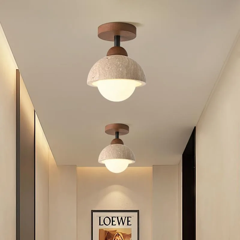 Travertine Stone LED Ceiling Lamp Aisle Corridor Light Fixture For Living Room Dining Room Bedroom Decor Chandelier Ceiling Lamp